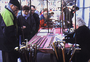 A cane vendor on Pembroke Road in London