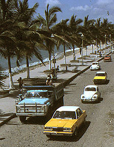 Cars along Malecon in Puerto Vallarta, Mexico